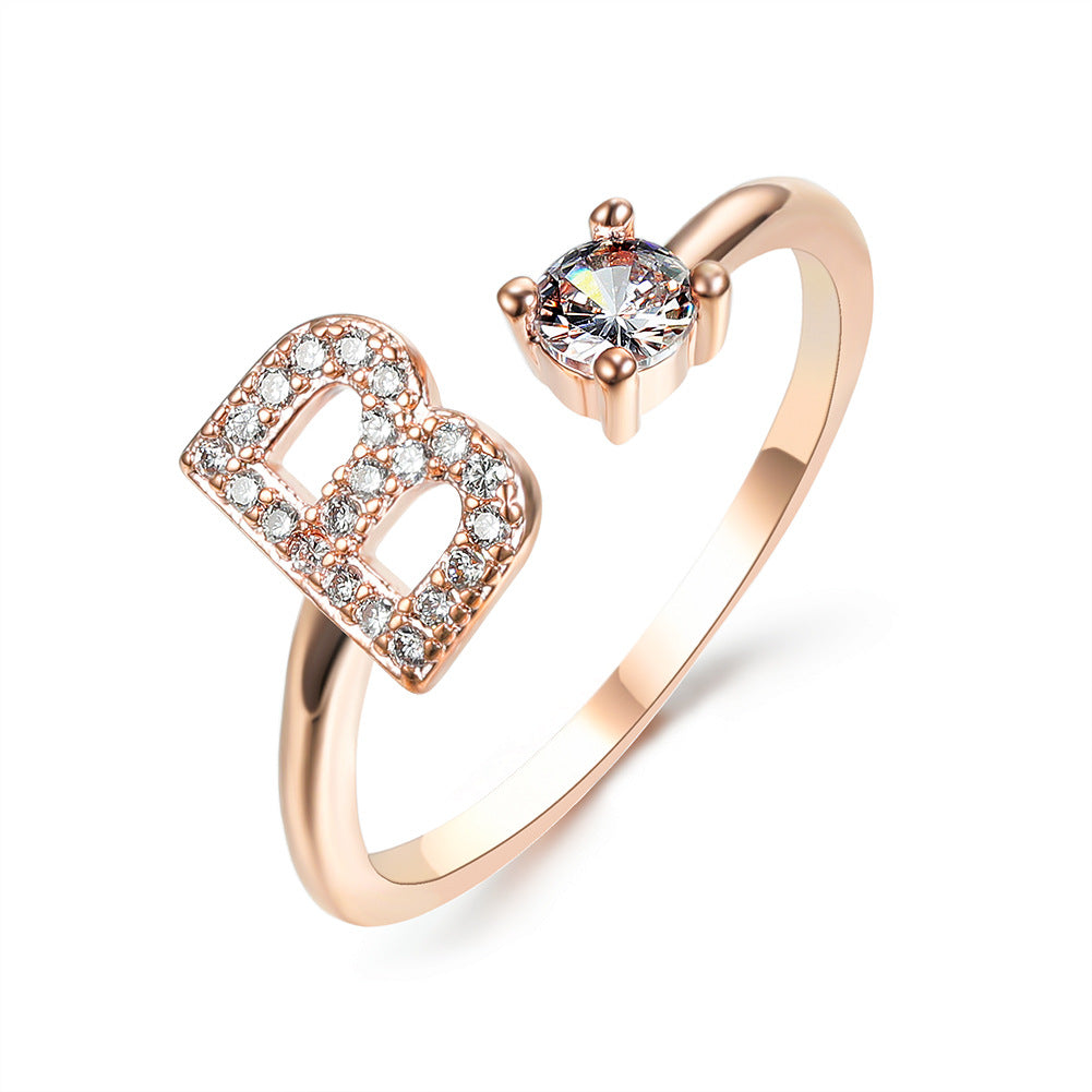 New Design Adjustable 26 Initial Letter Ring Fashion Jewelry For Women Simple Elegant Jewelry New Design Adjustable 26 Initial Letter Ring Fashion Jewelry For Women Simple Elegant Jewelry